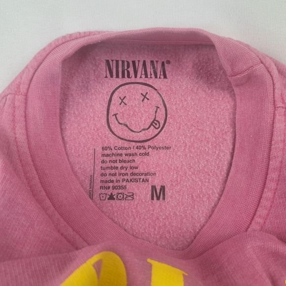 Urban Outfitters x Nirvana Smile Overdyed Oversize Crew Neck Sweatshirt Pink M - Picture 7 of 11